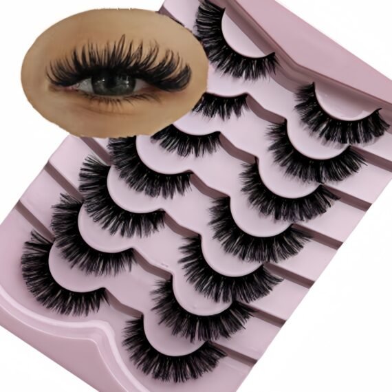 (7 Pairs) Soft Curly False Eyelashes Reusable Fluffy False Eyelashes 5D Curl for Makeup