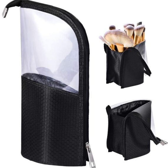 Makeup Brush Holder Organizer Bag Pencil Case Multifunctional Transparent Cosmetics Toiletry Stationery Bag