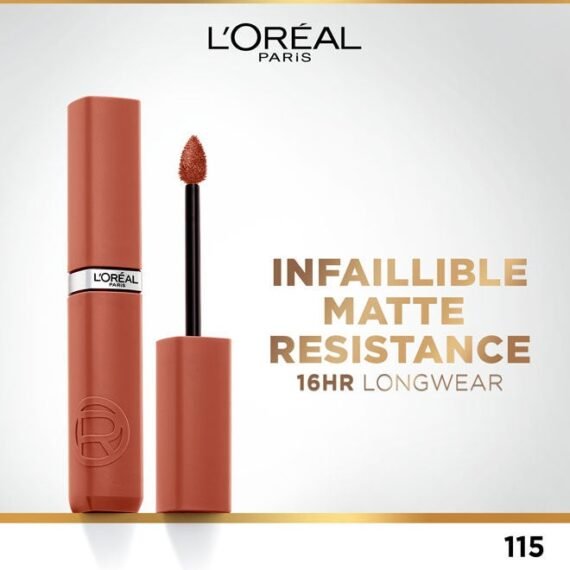 Infaillible Le Matte Resistance Liquid Lipstick up to 16 Hour wear, 115 SNOOZE THE ALARM