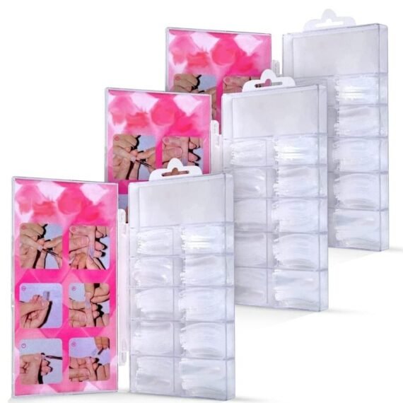 300 Pcs False Nails Set Professional Fake Nail Tips for Acrylic Nails Half Cover Clear Fake Nail Tips Long Coffin Shaped False Nail Tips For Women