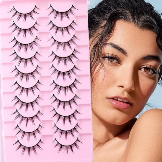 Manga Lashes Fairy Clusters Korean Fake Eyelashes 3D Wispy Natural Japanese Anime Cosplay False Lashes Manhua Lashes 10 Pairs Pack, 3D False Eyelashes