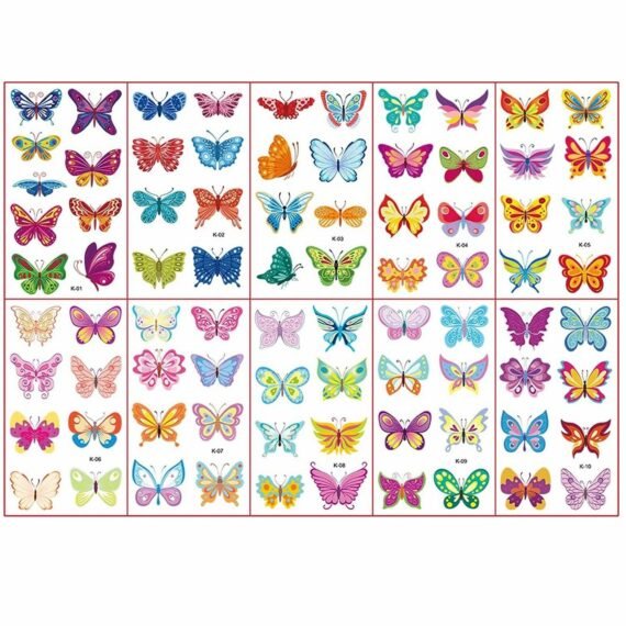 10 Sheets Butterfly Temporary Tattoos for Children Tattoos Girls/Kids Tattoos Butterfly Stickers for Children Party Waterproof Fake 3d Tattoos Pass The Parcel Gifts Butterfly Birthday Gift Party Bag