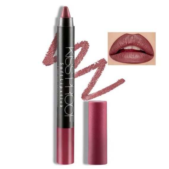 Matte Lipstick Pencil Lip Crayon Stick Matte Velvet Lipgloss Creamy Lip Liner Full Coverage High Pigment Waterproof Non-Fade Lipstick for Women, Matte Lip Stain with Smooth Makeup