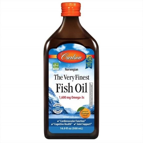 The Very Finest Fish Oil, 1600 mg Omega-3s, Liquid Fish Oil Supplement, Norwegian Fish Oil, Wild-Caught, Sustainably Sourced Fish Oil Liquid, Orange, 16.9 Fl Oz
