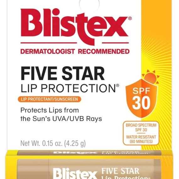 Five Star Lip Protection Lip Balm, 0.15 Ounce – Wind & Water-Resistant Lip Care, Broad Spectrum SPF 30 Sun Protection, Soothes Cold Chapped Lips, Hydrating Lip Treatment, Holds in Moisture