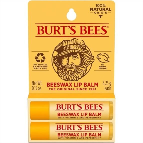 Lip Balm Easter Basket Stuffers, Moisturizing Lip Care Spring Gift, for All Day Hydration, 100% Natural, Original Beeswax with Vitamin E & Peppermint Oil (2 Pack)