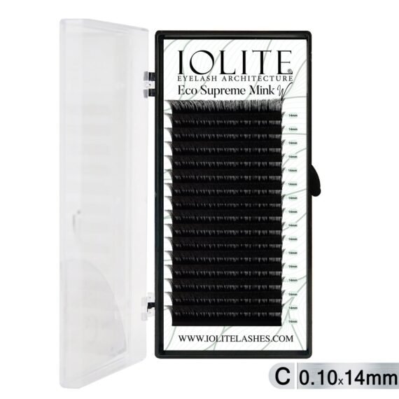 Iolite Eco Supreme Mink W Lashes C Curl – 0.10T Mix & 6mm–15mm | Pre-Fanned Volume Lash Extension Trays for Professional Lash Artists ISMWC10T - 14MM