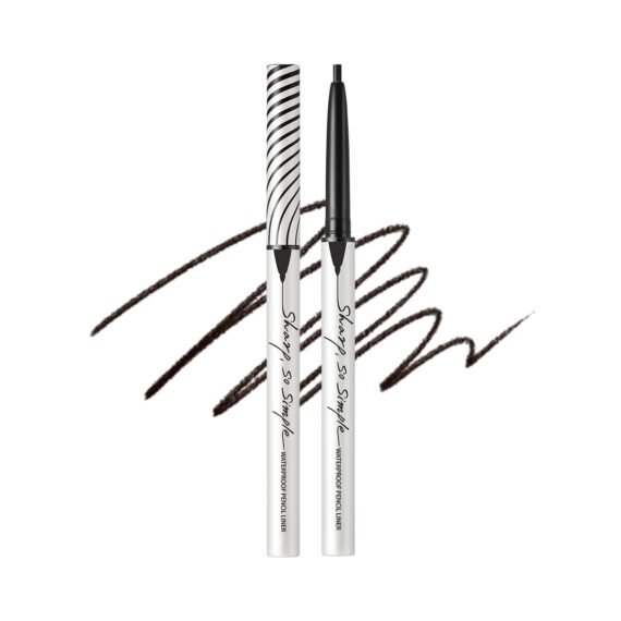 CLIO Sharp So Simple Waterproof Pencil Liner, Eye Pencil, Rich Hyper-Pigmented Color, Smooth Creamy Application, Long-Wearing Matte Finish (4 Colors) (001 BLACK)