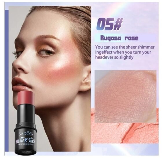 Highlighter Face Stick, Body Glitter Highlighter Makeup, Brightens Makeup Stick for Face Body Hair Cosmetic, Highlighter Body Brightens 6g