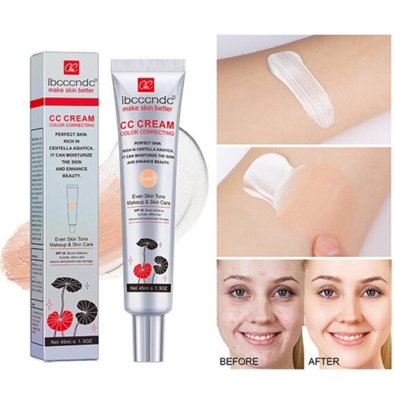 CC Cream Color Correcting,Perfect Skin Rich in Centella Asiatica, Multi-Purpose Skin Tone Adjusting CC Cream Concealer Full Coverage, SPF 25 Sunscreen Moisturizing Pre-Makeup Primer Brightening For Mature Skin #Light