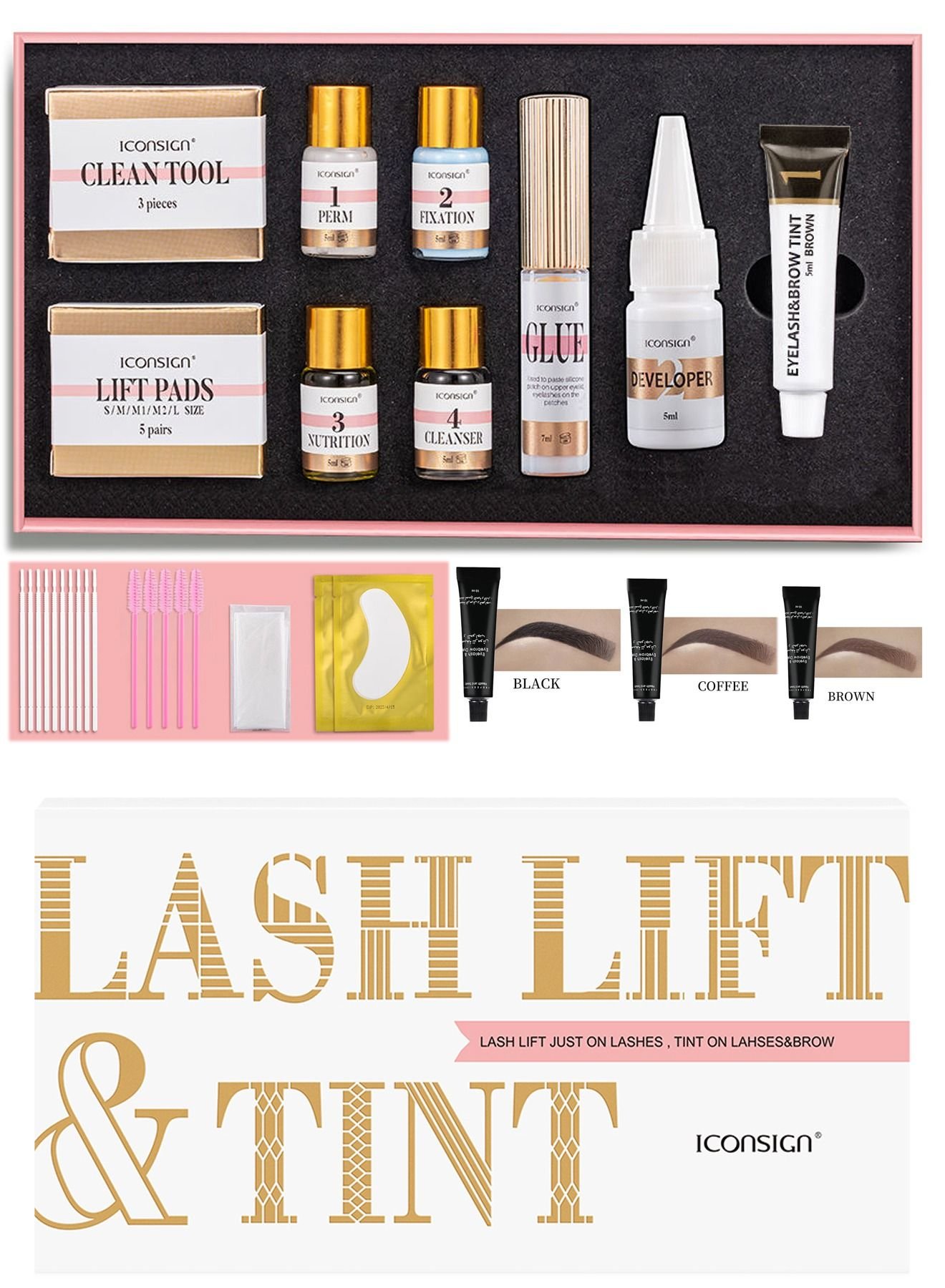 Iconsign Fast Eyelash Eyebrow Lift Perming and Tint Kit with Nutrition
