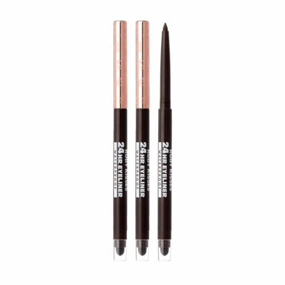 Waterproof Eyeliner, 24HR Waterproof Long-Lasting Mechanical Eyeliner Pencil with Built-in Sharpener, Smudgeproof 3 Pack (Dark Brown)