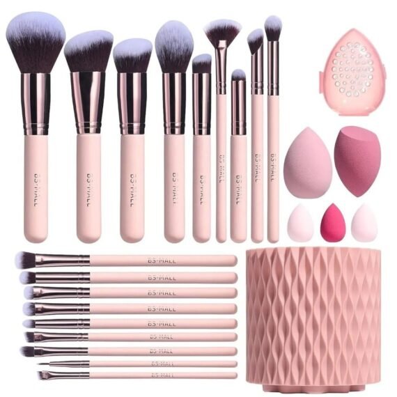 25 Pcs Face Makeup Tools Set, Makeup Brushes, Rotatable Brushes Holder, Makeup Sponge