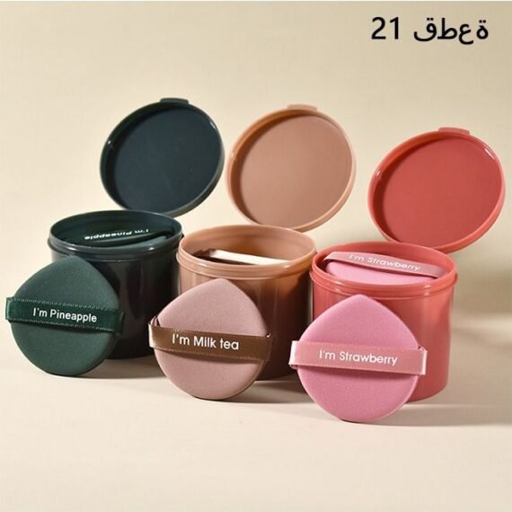 21Pcs Soft Makeup Puff With a Storage Box, Triangle Puff, Round Puff, Reusable Makeup Sponge, Liquid Foundation and Powder Puff, Non-latex Sponge (Waterdrop, Brown/Pink/Green)