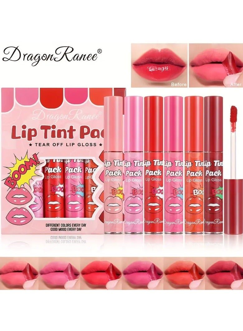 6 Colors Matte Velvet Lip Tint Set - Long-lasting, Waterproof, Non-bleeding, Portable Party-friendly Lip Gloss