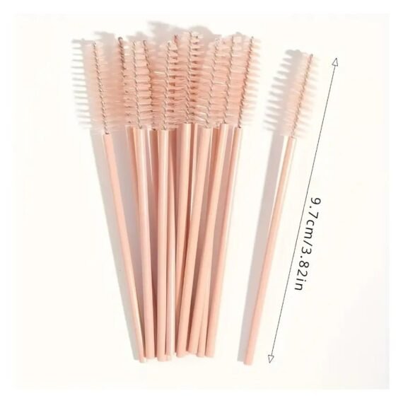 This Advanced Khaki Mascara Brush Is a User-Friendly Tool for Applying Mascara And Shaping Eyebrows, Featuring 50 Brushes, Perfect for Both Professional Makeup Artists And DIY Lovers.