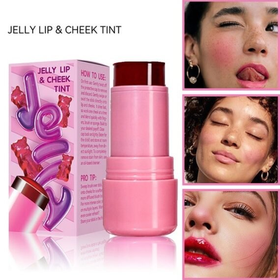 Jelly Lip & Cheek Tint, Cooling Water Jelly Tint, Long Lasting Buildable Multi-Use Jelly Tint Blush Stick, Natural Lip and Cheek Stain Stick