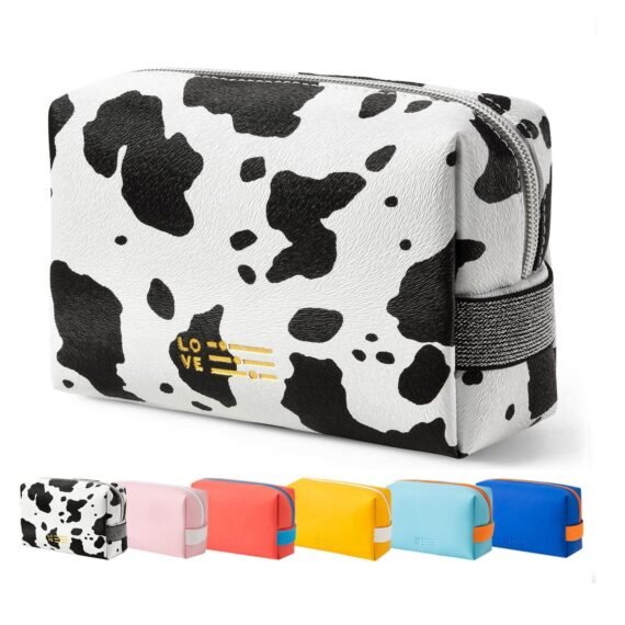 Cosmetic Bag Makeup Bag for Purse Pouch Travel Beauty Zipper Organizer Bag Gifts for Girl Women, PU Leather Washable Waterproof