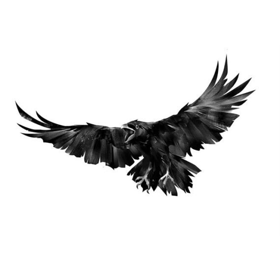 6 sheets Temporary Tattoos Raven Tattoos Crow Fake tattoos for Men Women Neck Arm Chest