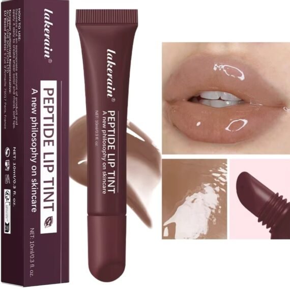 Peptide Lip Tint 2 in 1 Lip Gloss and Lip Treatment Plumper and Softer Lips Restore Replenish Dry Lips Lip Color Lipstick Lip Gloss Hydrating Moisturizing Lip Gloss 10ml Rich Brown 03