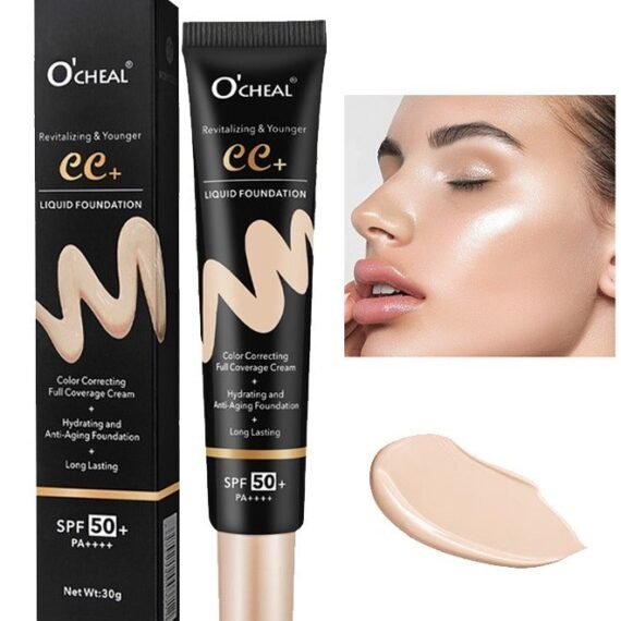 CC + Liquid Foundation - SPF50+ Sunscreen, Colour Correcting Face Sunscreen And Foundation, Pre-Makeup Primer Moisturizing Skin Concealer  (#02)