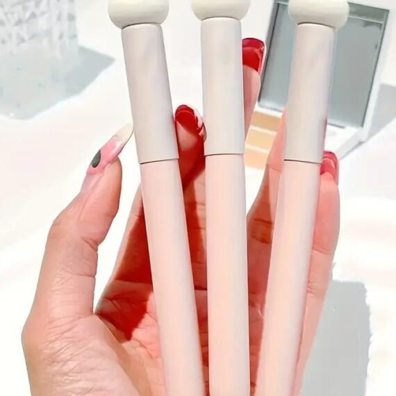 Pink Concealer Wand Brush Set - Nylon Bristle, Unscented, All Skin Types, ABS Plastic Handle, Mushroom Head Concealer Makeup Brushes for Travel and Contouring