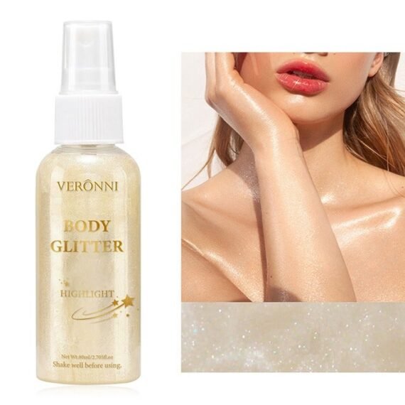 Body Glitter Highlight，Glitter Body Oil, Moisturizing Lightweight Glitter Glow Illuminator, Non-stick Body Glow Liquid Highlighter Makeup Your Skin, Smooth Liquid Spray Summer Body Illuminator - #01 Pearl White