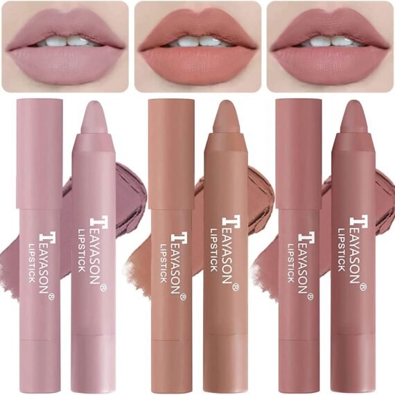 3 Colors Liquid Matte Lipstick Set, Velvet Air Moisture Smooth Crayon Nude Lipstick,Ultimate Nourishing Lipstick 24 Hour Long Lasting Waterproof Lip Gloss Lipstick for Women Makeu (Set F)