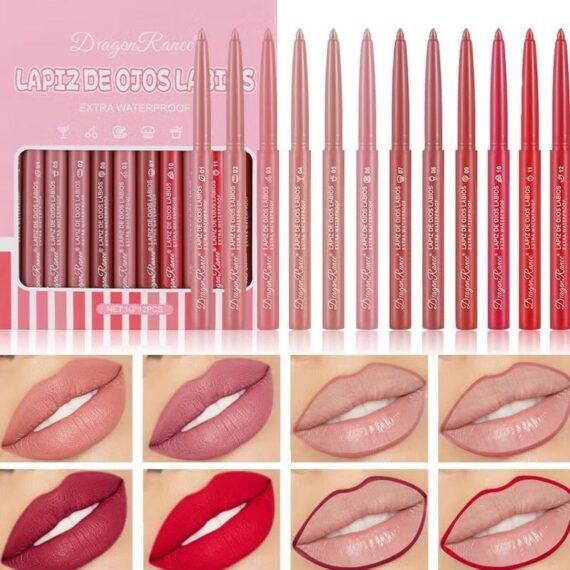 12 Colors Matte Lip Liner/Lipstick Set,One Step Lips Makeup Kit,Velvet Nude Collection Waterproof Long Wear Lip Gloss, Lip Liner for Women To Create The Perfect Matte Lip Look!