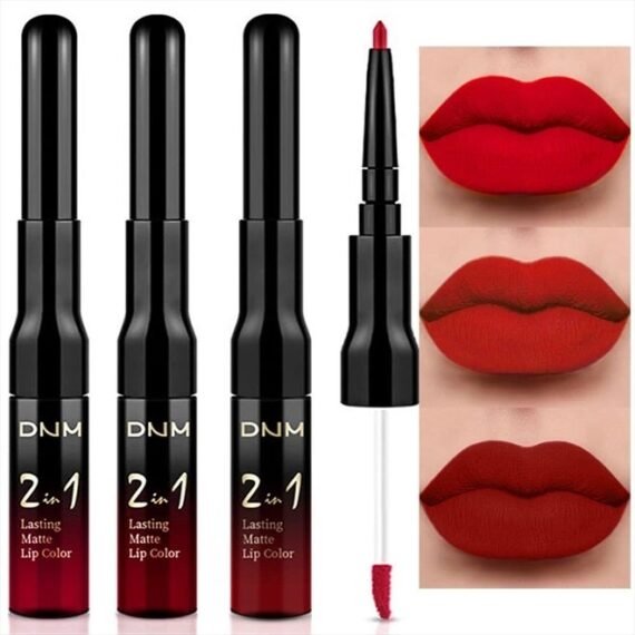 3Pcs Deep Dark Red Lip Stain Paint Matte Lip Liner and Lipstick Set Long Lasting Smudge Proof labiales matte mate larga duracion listip 24 hours matte a prueba de agua mate 24 horas originales
