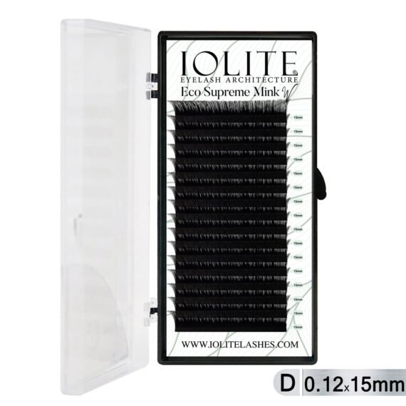 Iolite Eco Supreme Mink W Lash Extensions D Curl (0.12T Mix, 6mm–15mm) – Mink W Volume eyelashes for Professional Lash Artists & Salons ISMWD12T - 15MM
