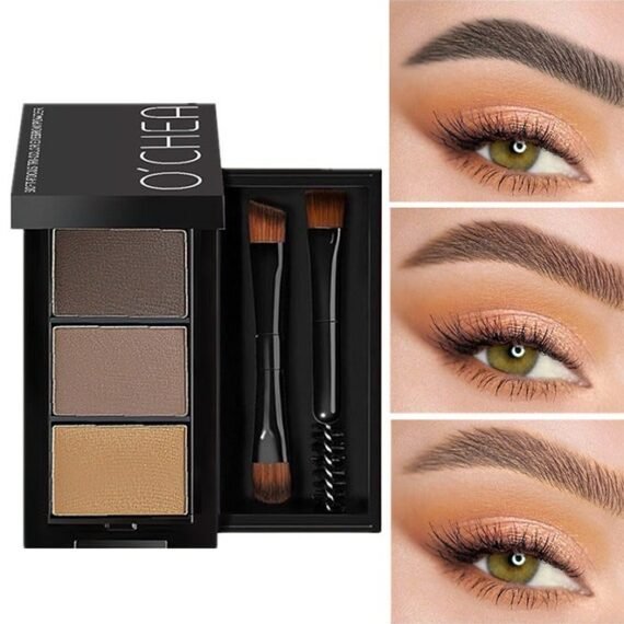 Soft-Focus Tri-Color Eyebrow Powder, 3-in-1 Eyebrow Powder With Brush, Suitable For All Skin Types, Multi-Functional Brow Makeup Product