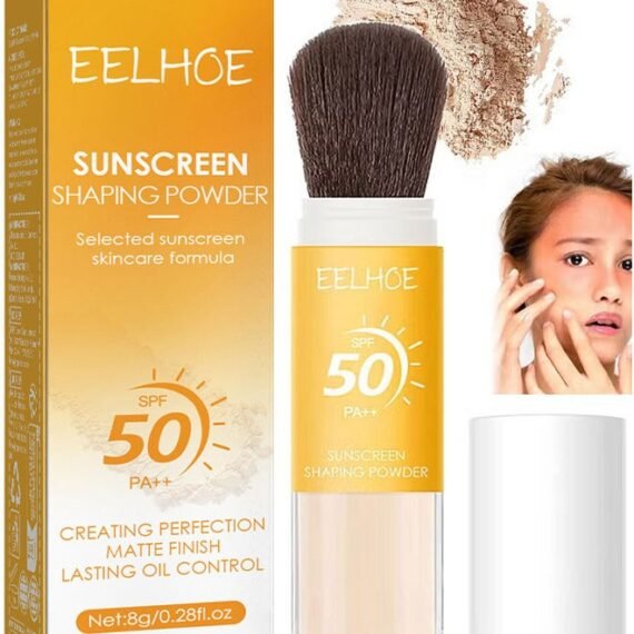 Sunscreen Setting Powder, SPF 50 PA++, UVA And UVB Protection, No Parabens, Gluten Free, Vegetarian, Hypo-Allergenic, Long-Lasting Lightweight Breathable Sunscreen Power, With Soft Sunscreen Brush