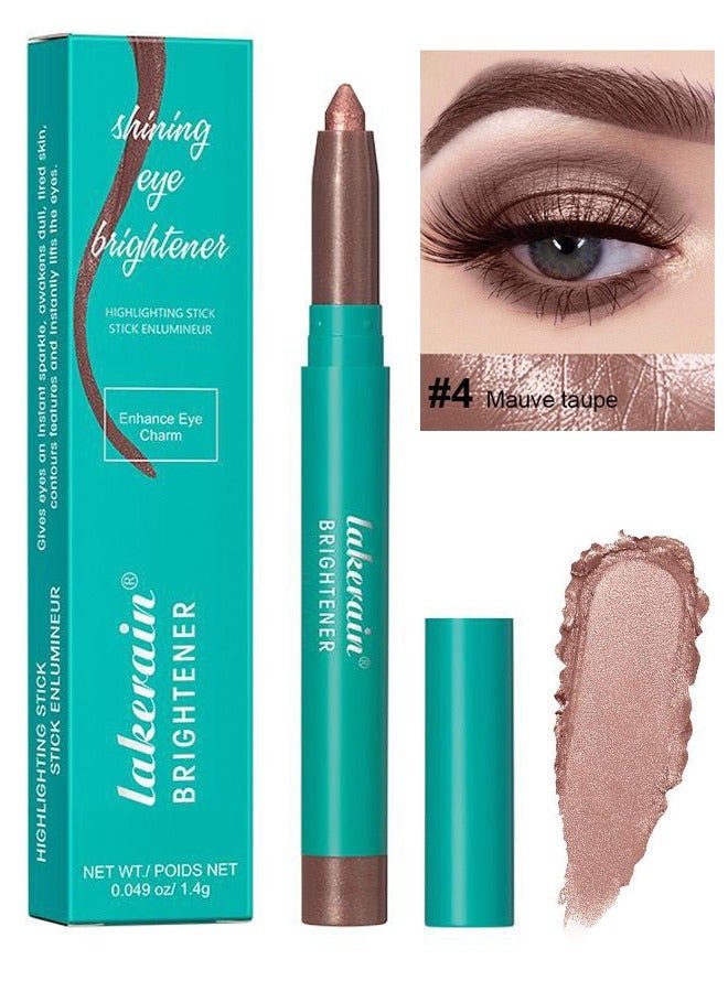 Shining Eye Brightener Enhance Eye Cream Professional Makeup Eyeshadow Pencil Advanced Shadow Stick Waterproof Eyeshadow Stick Eye Highlighter Shimmer Creamy Waterproof & Long-Lasting Eye Makeup for Women No.04