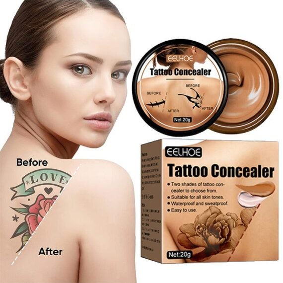 Professional Tattoo Concealer, Waterproof Tattoo Concealer Makeup, Suitable For Dark Spots, Scars, Vitiligo, Suitable for Men and Women (Dark Color 20g)