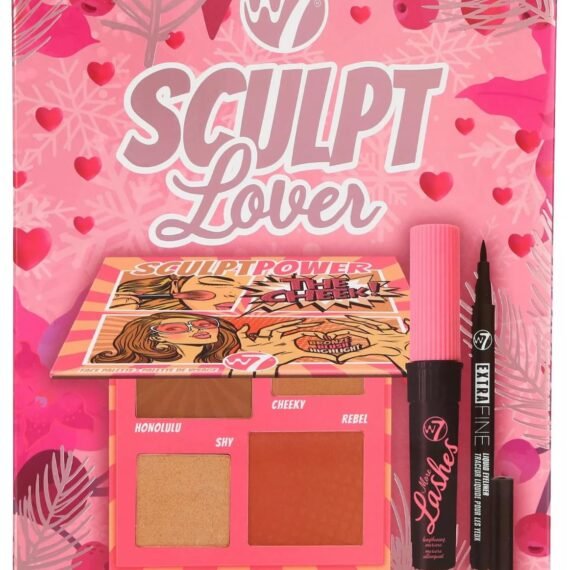 W7 Sculpt Love, Sculpt Power, More Lash Mascara, Extra Fine Liquid Eyeliner Set, Pink