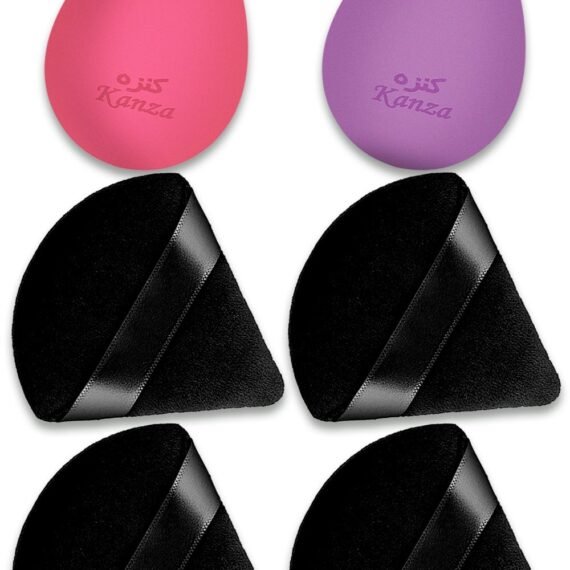 6 Pcs Makeup Sponge Set Triangle Velvet puff and Beauty Blender Sponge Makeup Puff Set for Liquid Cream and Powder Make Sponge High Definition Set