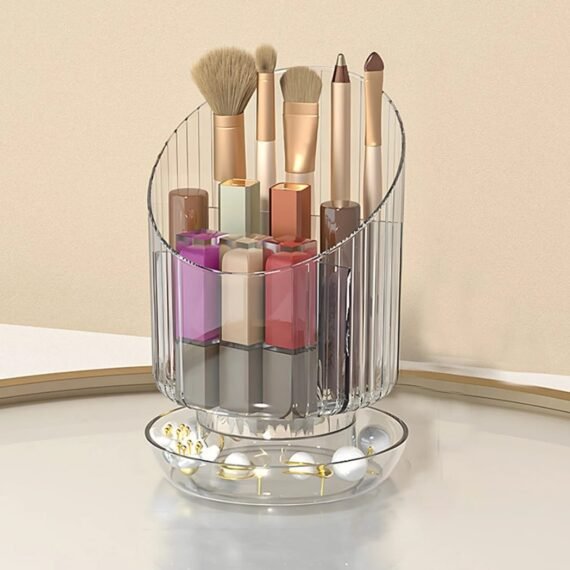 1pc Large Capacity Rotating Makeup Brush Bucket – Portable Dustproof Storage Box for Brushes, Lipsticks, Eyebrow & Eyeshadow Pens – Aesthetic Organizer for Room, Home, Bathroom & Bedroom