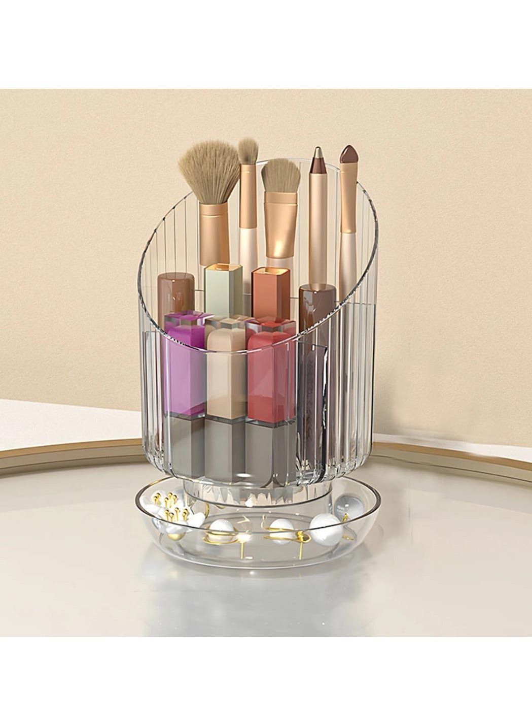 1pc Large Capacity Rotating Makeup Brush Bucket – Portable Dustproof Storage Box for Brushes, Lipsticks, Eyebrow & Eyeshadow Pens – Aesthetic Organizer for Room, Home, Bathroom & Bedroom