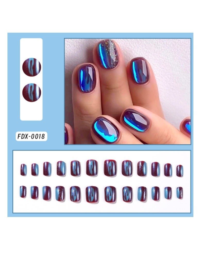 24 Piece Press On Nail,Aurora Bloom Color Fake Nails ,Fashionable And Elegant,Manicure Wearable Fake Nail Stickers Removable Finished Nail Accessories,Fake Acrylic Nails With Kit.
