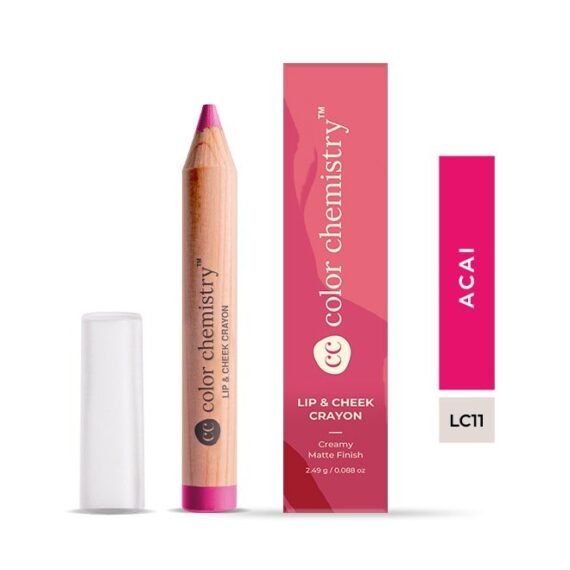 Color Chemistry Acai Lip And Cheek Crayon - 2.49 g, Vegan, Ultra-Matte, Non-Drying, Pigmented And Long-Stay Lipstick, Multi-Use Lip Crayon