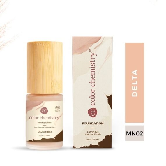 Color Chemistry Delta Liquid Foundation - 30 ml, Enriched With Rosehip Andgreen Tea, For Luminous Natural Finish, Buildable Coverage, And Certified Organic