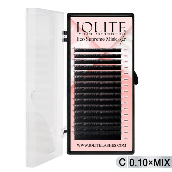 Iolite Eco Supreme Mink Matt Lash Extension Tray C – Curl – 0.10T (6mm–15mm) – Matt Finish, Premium Eco-Friendly Eyelashes for Lash Artists ISMMC10T