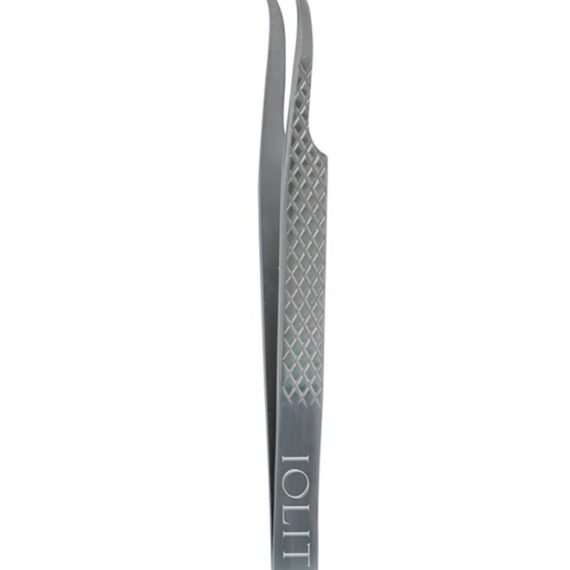 Eyelashes Grafting Tweezers Anti Static Stainless Steel Nippers Strong Curved Silver