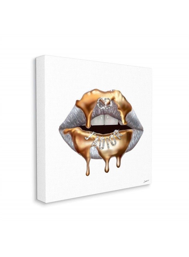 Glamourous Silver Lip Portrait High Fashion Styling Wall Art, 24 x 24, White