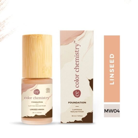 Color Chemistry Linseed Liquid Foundation - 30 ml, Enriched With Rosehip Andgreen Tea, For Luminous Natural Finish, Buildable Coverage, And Certified Organic