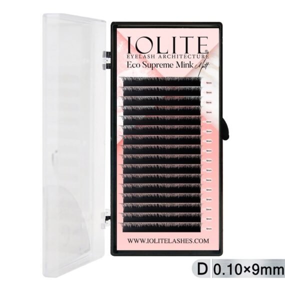 Iolite Eco Supreme Mink Matt Lash Extension Tray D – Curl – 0.10T (6mm–15mm) – Matt Finish, Premium Eco-Friendly Eyelashes for Lash Artists ISMMD10T - 9MM
