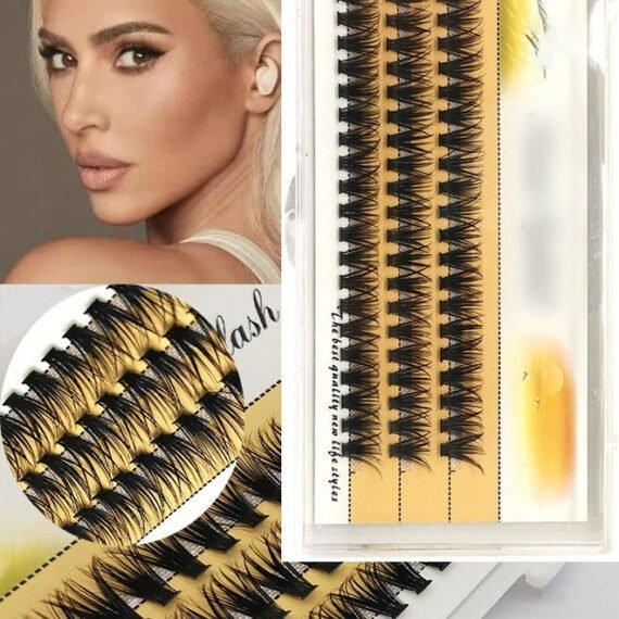Individual Eyelashes Set 60 Individual Cluster Lashes 16mm DIY Eyelash Extension Natural Look Reusable Glue Bonded Black
