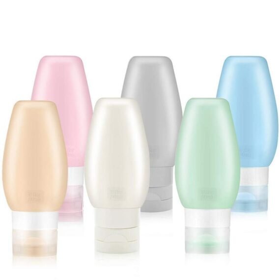 Silicone Travel Bottle, Travel Size Wash Container, 3 oz Leak Proof Squeeze Refillable Travel Accessories for Shampoo, Soap, Makeup Remover, Body Wash (6 Pcs)