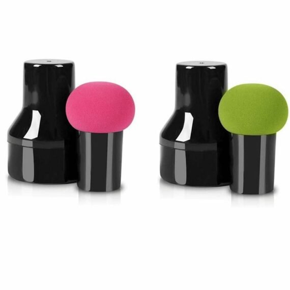 Powder Puffs, Makeup Sponge Makeup Blending Sponge Powder Puff Mushroom Facial Foundation Sponges Makeup Tools with Handle Case for Liquid Foundation Creams and Powders, 2Pcs